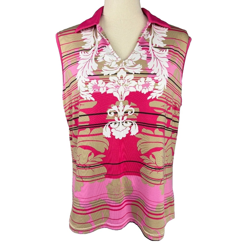 Tehama Pink Activewear Sleeveless Golf Pickleball Moisture Wicking Shirt Size XL